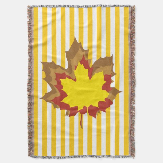 Mustard Autumnal Streifen mit Blätter Decke (Vorderseite Vertikal)