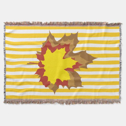 Mustard Autumnal Streifen mit Blätter Decke (Vorderseite)