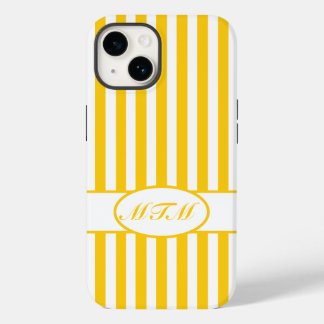 Mustard Autumnal Streifen mit Monogramm Case-Mate iPhone Hülle
