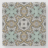 Mustard Brown Aquamarin Green Black Tribe Art Steinuntersetzer (Vorderseite)