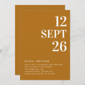 Mustard Brown Elegant Fall Wedding | Photo & QR Einladung (Vorne/Hinten)