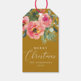 Mustard Brown Weihnachtsfeiertag | Feierliche Blüt Geschenkanhänger