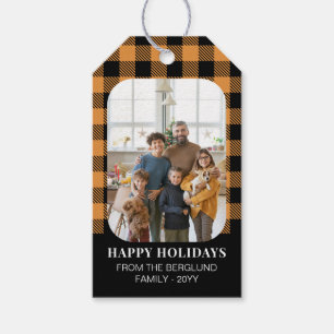 Mustard Buffalo Karo Foto Happy Holidays Geschenkanhänger