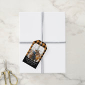 Mustard Buffalo Karo Foto Happy Holidays Geschenkanhänger (Mit Garn)