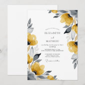 Mustard Chic Botanical Wedding Einladung (Vorne/Hinten)