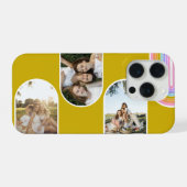 Mustard Cute Modern 3 Photo Layout Custom iPhone Hülle (Rückseite (Horizontal))
