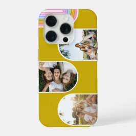Mustard Cute Modern 3 Photo Layout Custom iPhone 15 Pro Hülle