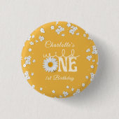 Mustard Daisy Wild One 1st Birthday Button (Vorderseite)