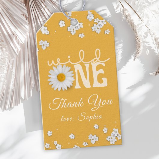 Mustard Daisy Wild One 1st Birthday Geschenkanhänger