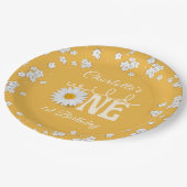 Mustard Daisy Wild One 1st Birthday Paper Plate Pappteller (Schrägansicht)