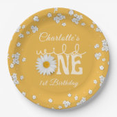 Mustard Daisy Wild One 1st Birthday Paper Plate Pappteller (Vorderseite)