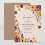 Mustard Earthy Fall Wedding Einladung (Vorne/Hinten)