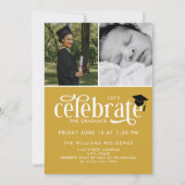 Mustard Elegant White Overlay Foto Graduate Einladung (Rückseite)