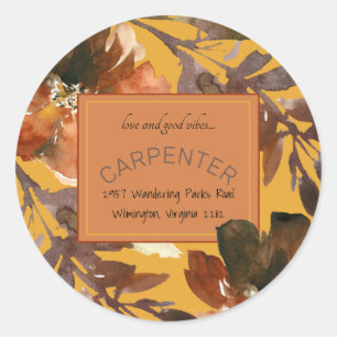 Mustard Fall Foliage Liebe & Good Vibes Runder Aufkleber