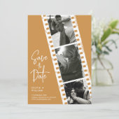 Mustard Foto Stand Save the Date Einladung (Stehend Vorderseite)