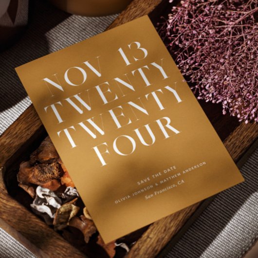 Mustard gelb moderne stilvolle minimalistische Hoc Save The Date