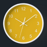Mustard gelb Wall Clock Uhr<br><div class="desc">Mustard gelbe Farbe Wand Uhr. Einfaches schlichtes Senffarbendesign in minimaler Eleganz mit weißen Stunden.</div>