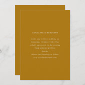 Mustard Gold Classic Serif Minimalist Wedding Einladung (Vorne/Hinten)