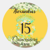 Mustard Gold Elegant Quinceanera Celebration Runder Aufkleber (Vorderseite)