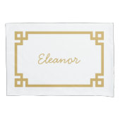 Mustard Greek Key Monogram Standard Pillow Case Kissenbezug (Vorderseite)