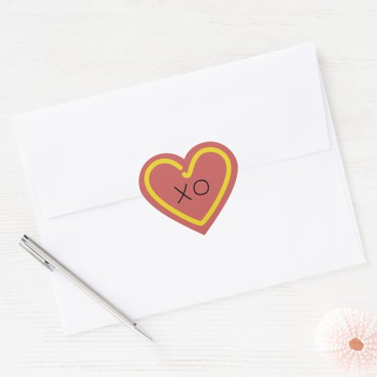 Mustard Heart envelope seal Herz-Aufkleber (Umschlag)