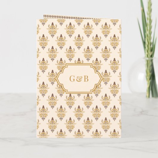 Mustard Ikat All in One Anand Karaj Sikh Wedding Einladung (Rückseite)