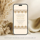 Mustard Ikat All in One Anand Karaj Sikh Wedding Einladung