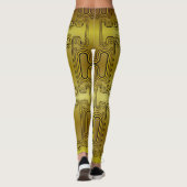 Mustard Mechanical Android 1980er Futuristic Robot Leggings (Rückseite)