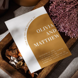 Mustard moderne Typografie arch wedding + QR Einladung