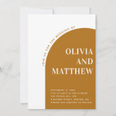 Mustard moderne Typografie arch wedding + QR Einladung (Vorderseite)