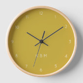 Mustard Monogram | Initials Modern Stylish Yellow Uhr (Vorderseite)
