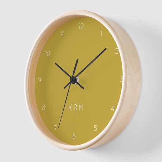 Mustard Monogram | Initials Modern Stylish Yellow Uhr (Winkel)