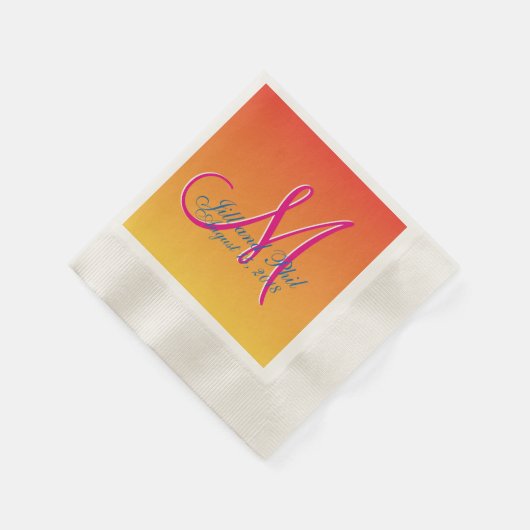 Mustard Monogram Sunset Serviette (Ecke)