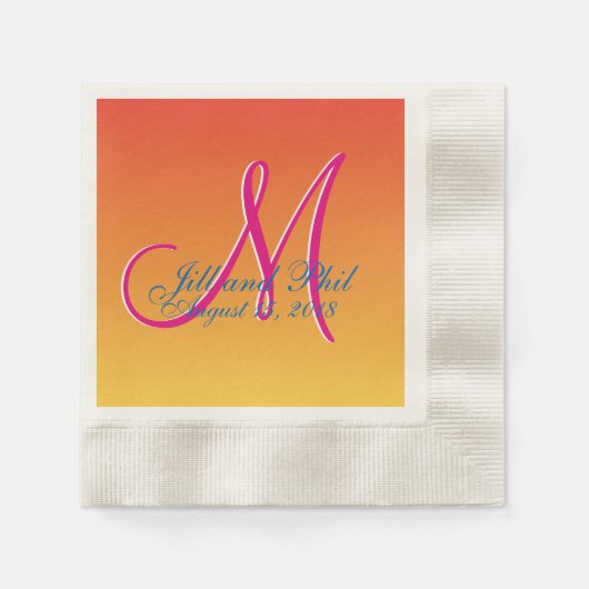 Mustard Monogram Sunset Serviette (Vorderseite)