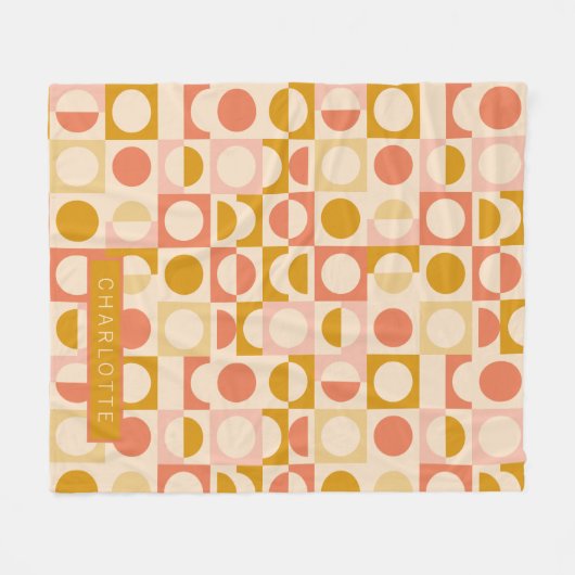 Mustard Pink Creme Muster Personalisiert Fleecedecke (Vorderseite (Horizontal))