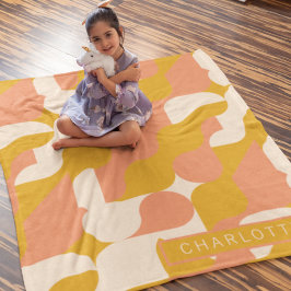 Mustard Pink Creme Muster Personalisiert Fleecedecke