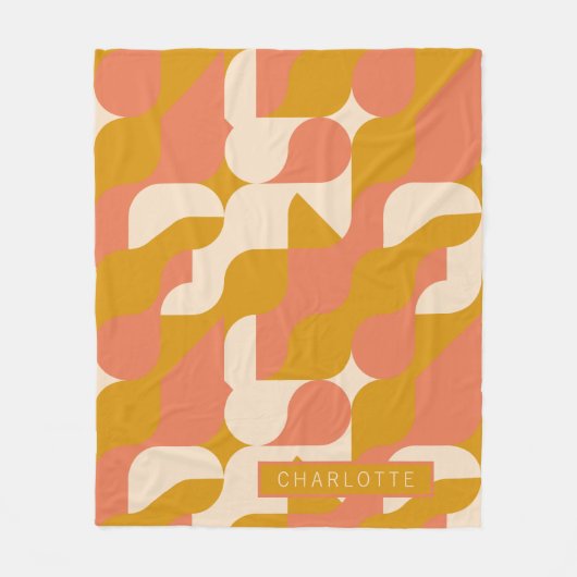 Mustard Pink Creme Muster Personalisiert Fleecedecke (Vorderseite)