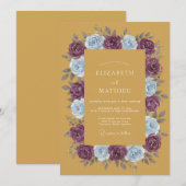 Mustard Plum Floral Flourish Wedding Einladung (Vorne/Hinten)