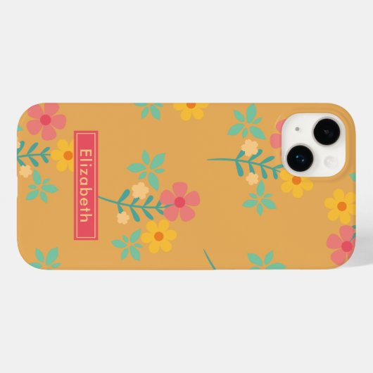 Mustard Retro Daisy Bouquet Case-Mate iPhone Hülle (Rückseite (Horizontal))