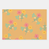 Mustard Retro Daisy Bouquet Muster Geschenkpapier Set (Vorderseite)