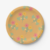 Mustard Retro Daisy Bouquet Muster Pappteller (Vorderseite)
