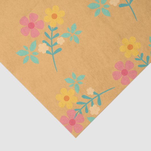 Mustard Retro Daisy Bouquet Muster Seidenpapier (Ausschnitt)