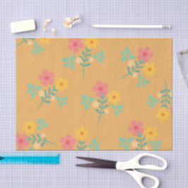 Mustard Retro Daisy Bouquet Muster Seidenpapier