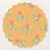 Mustard Retro Daisy Bouquet Muster Untersetzer (Vorderseite)