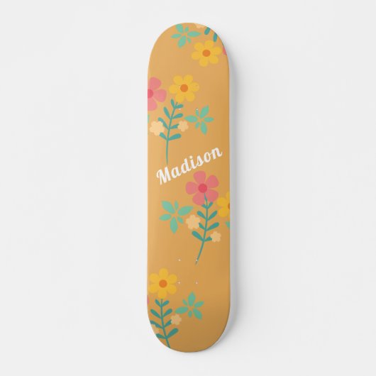 Mustard Retro Daisy Bouquet Musterskateboard Skateboard (Vorne)