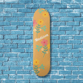 Mustard Retro Daisy Bouquet Musterskateboard Skateboard