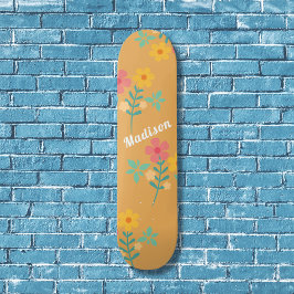 Mustard Retro Daisy Bouquet Musterskateboard Skateboard