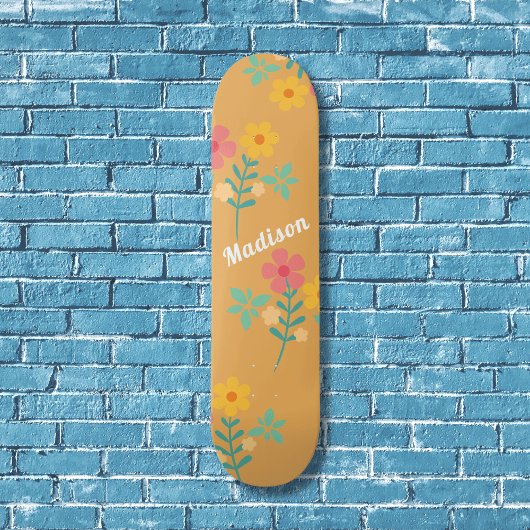 Mustard Retro Daisy Bouquet Musterskateboard Skateboard