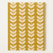 Mustard Retro Vibe Leaf Muster Monogramm Planer (Rückseite)