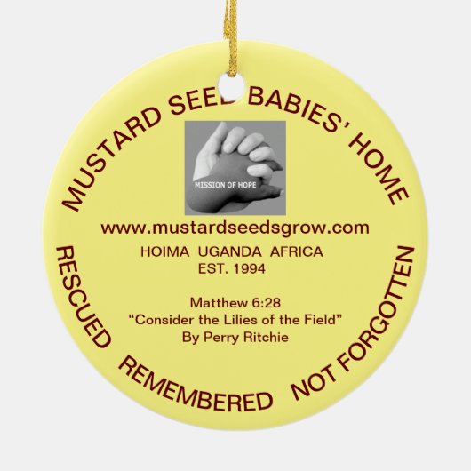 MUSTARD SÄDEN WACHSEN - ORNATION DURCH PERRY RITCH KERAMIK ORNAMENT (Hinten)